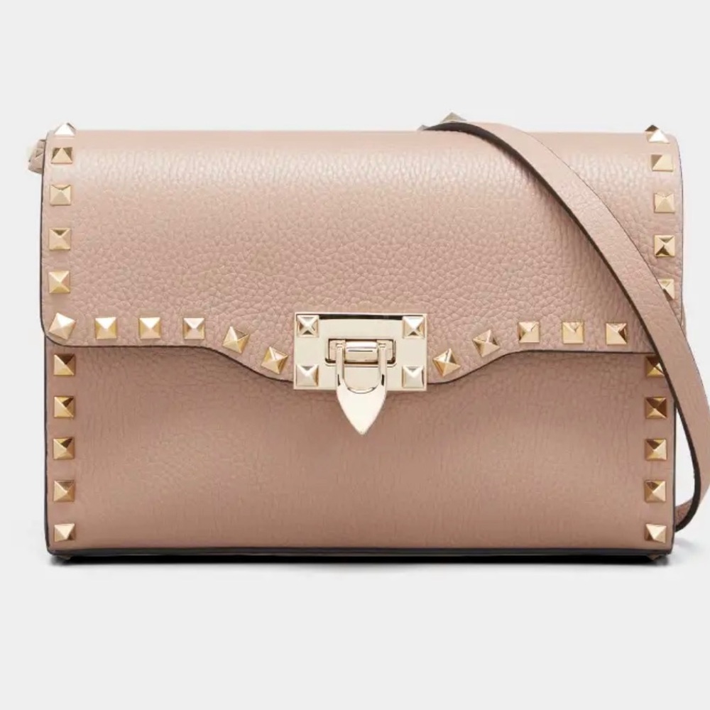 NEW! Valentino Garavani Rockstud Medium Handbag in Poudre